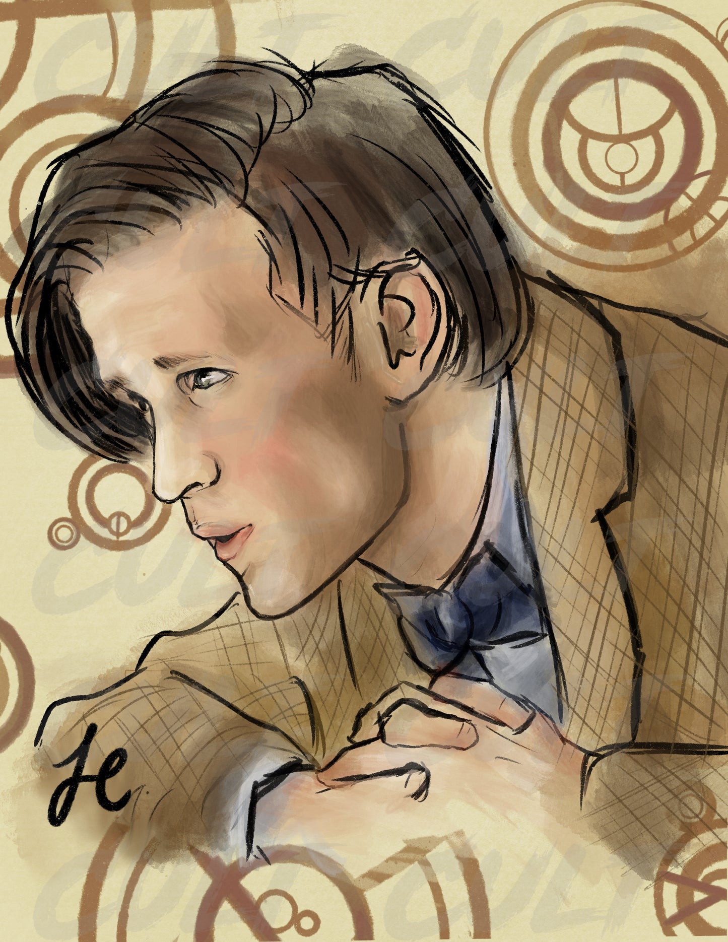The 11th Doctor Gallifreyan Portrait Print (A4) | Doctor Who