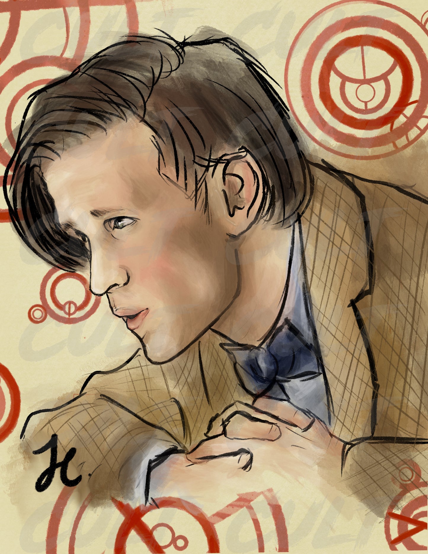 The 11th Doctor Gallifreyan Portrait Print (A4) | Doctor Who