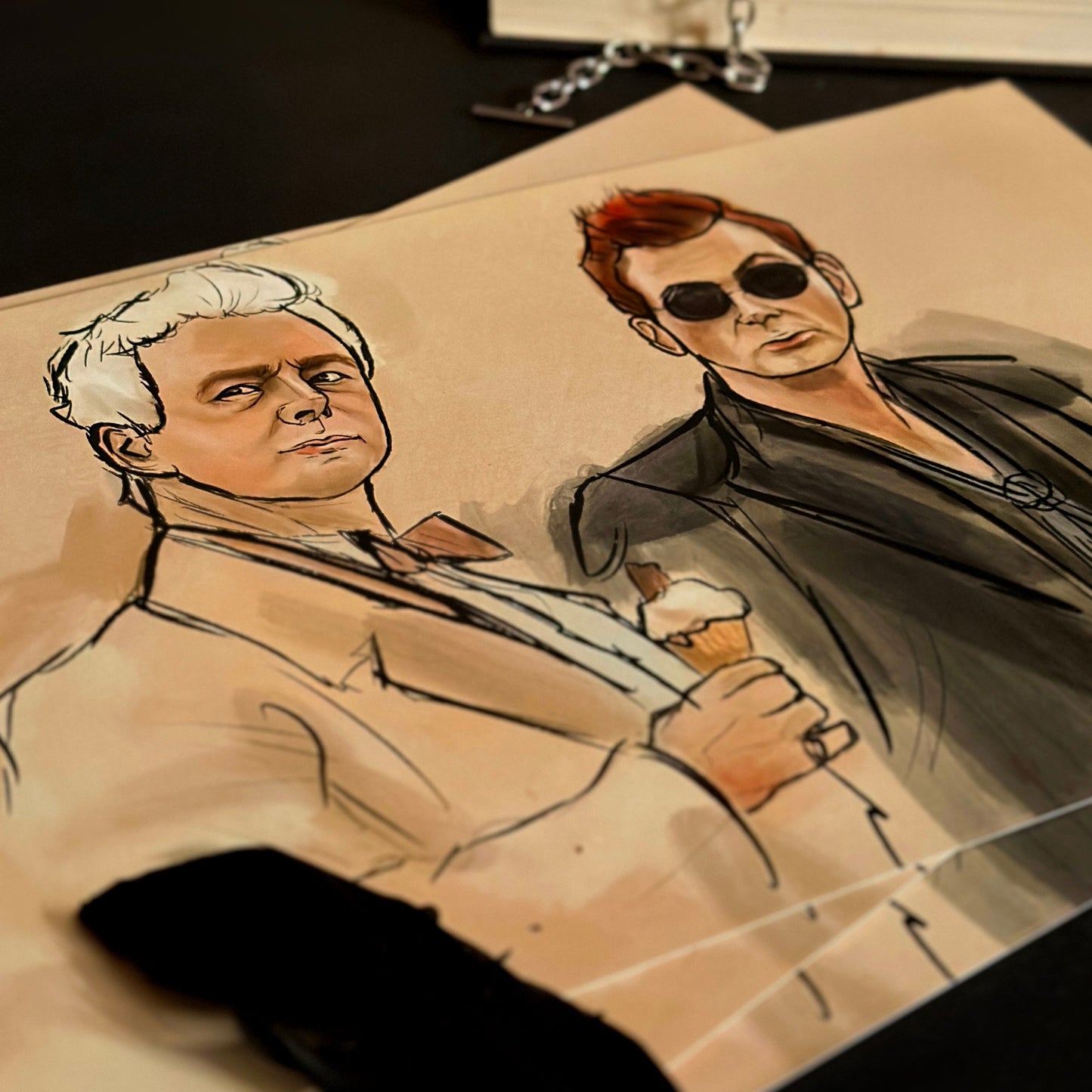 Crowley and Aziraphale Ice creams Print (A4) | Good Omens