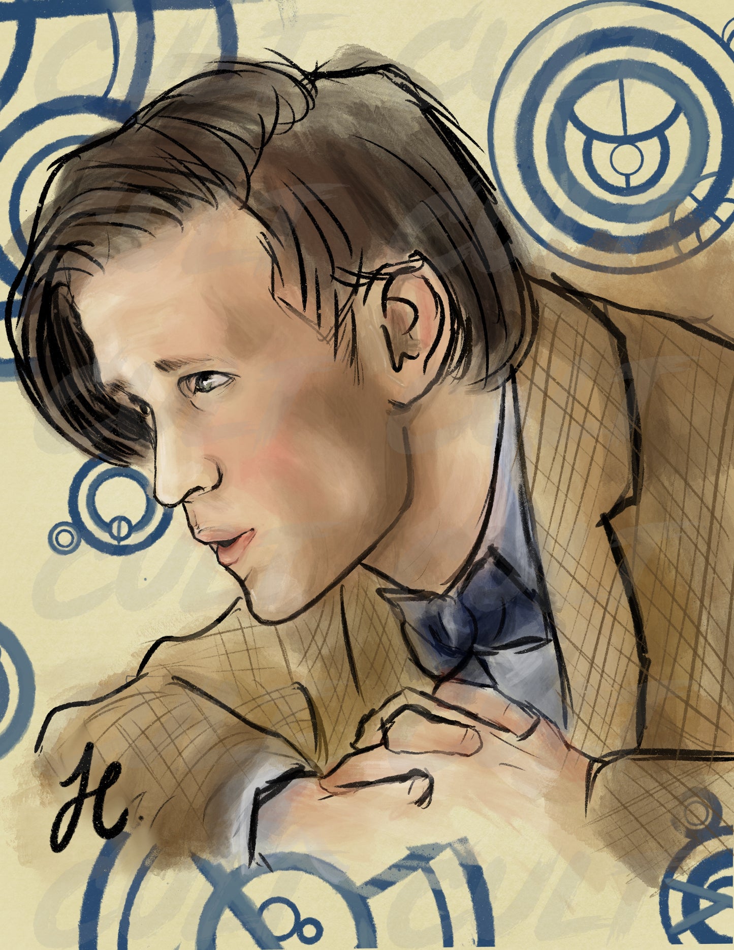 The 11th Doctor Gallifreyan Portrait Print (A4) | Doctor Who