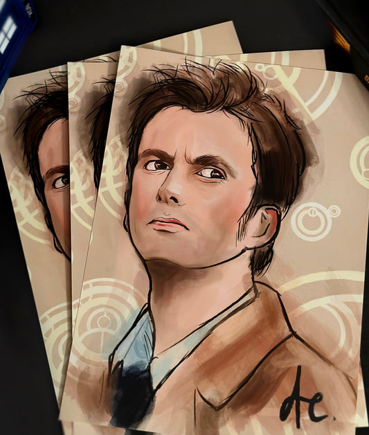 The 10th Doctor Gallifreyan Portrait Print (A4) | Doctor Who