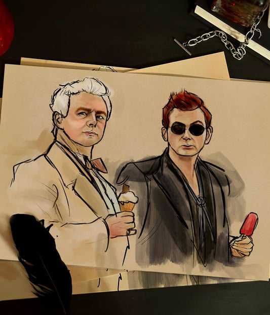 Crowley and Aziraphale Ice creams Print (A4) | Good Omens